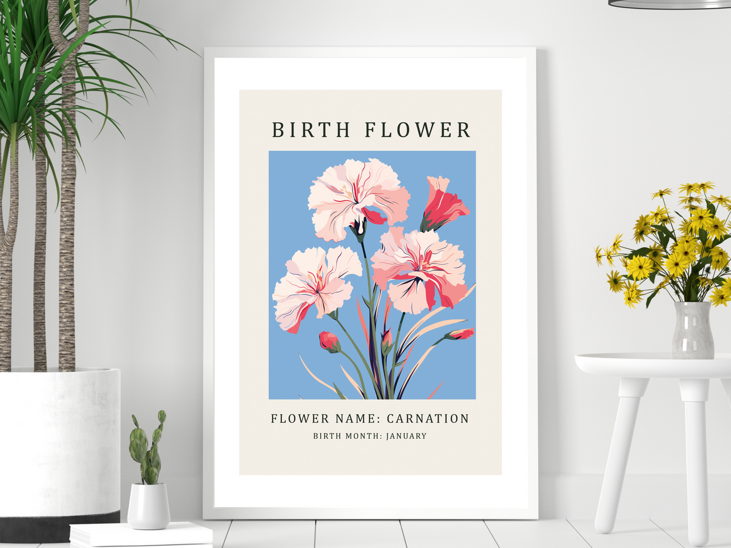 Birth Flower Print January Carnation | Birthday Month Poster