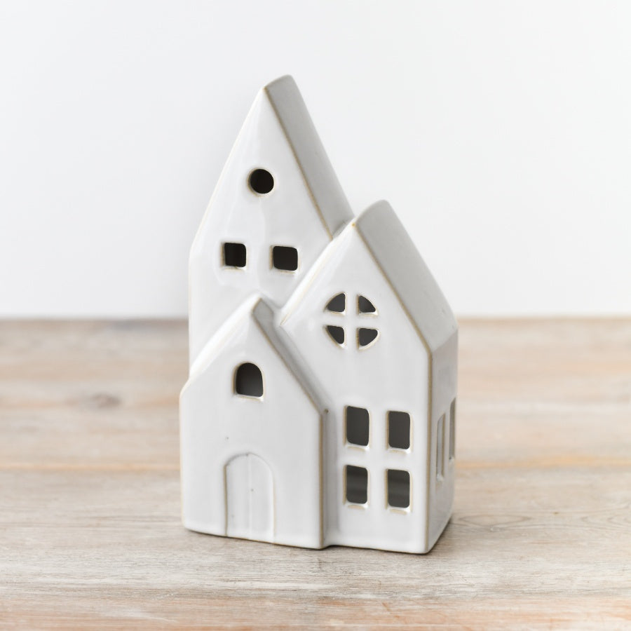 White Ceramic LED Christmas House Decoration