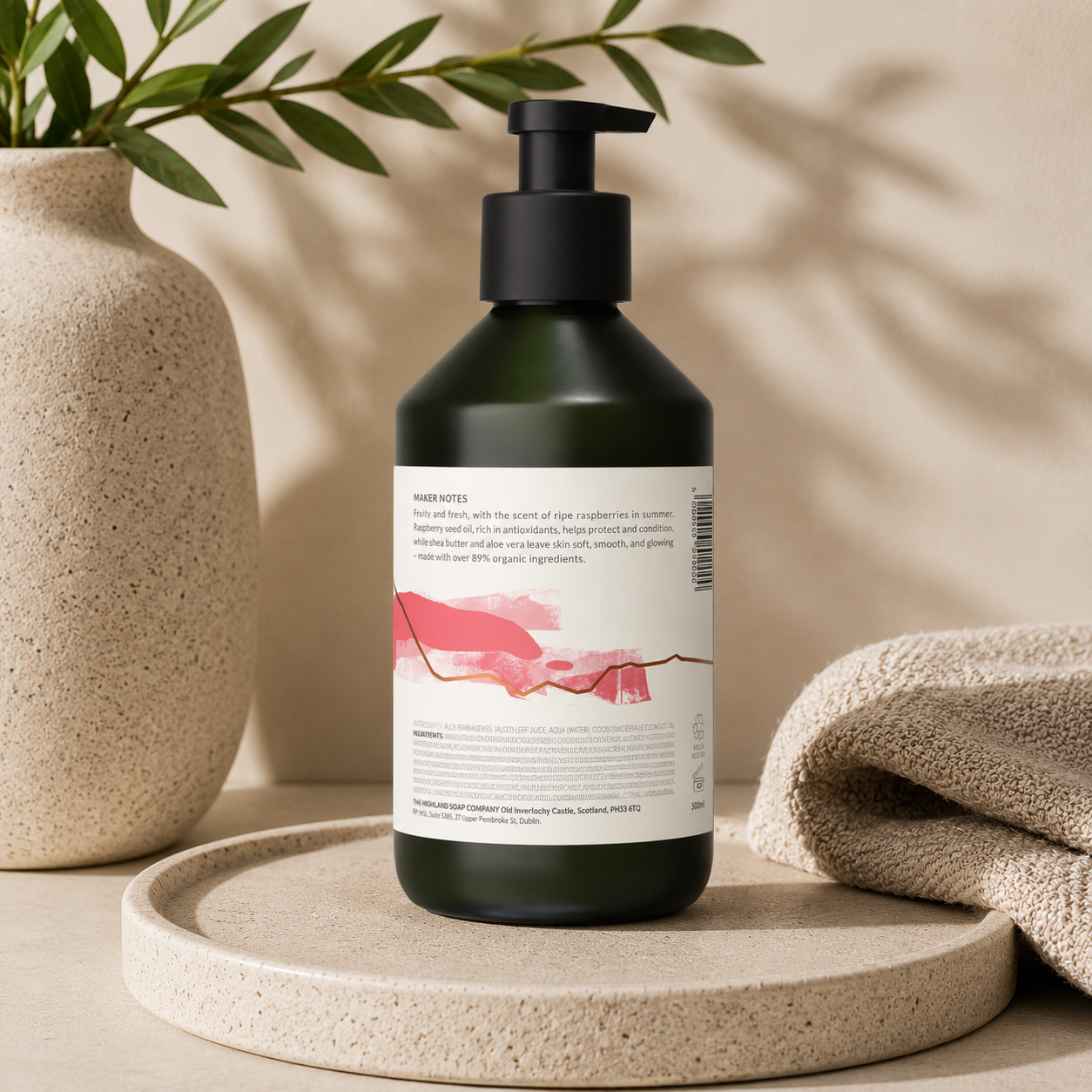 Wild Scottish Raspberry Organic Hand & Body Lotion | Highland Soap Co. | 300ml