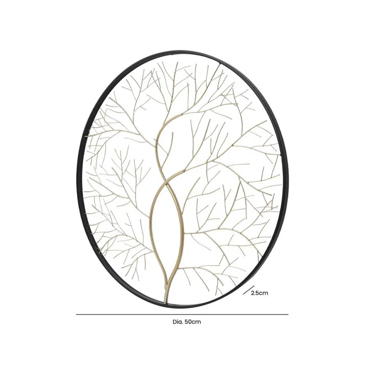 Black & Gold Tree Wall Hanging 50cm