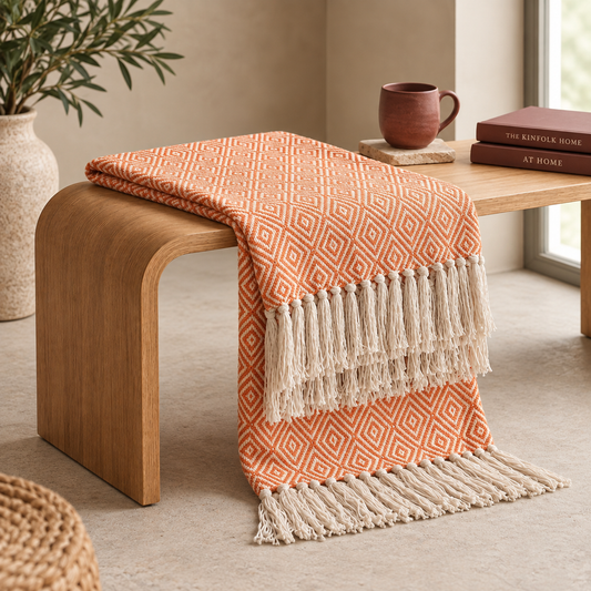Rust Orange Diamond Throw – view 2