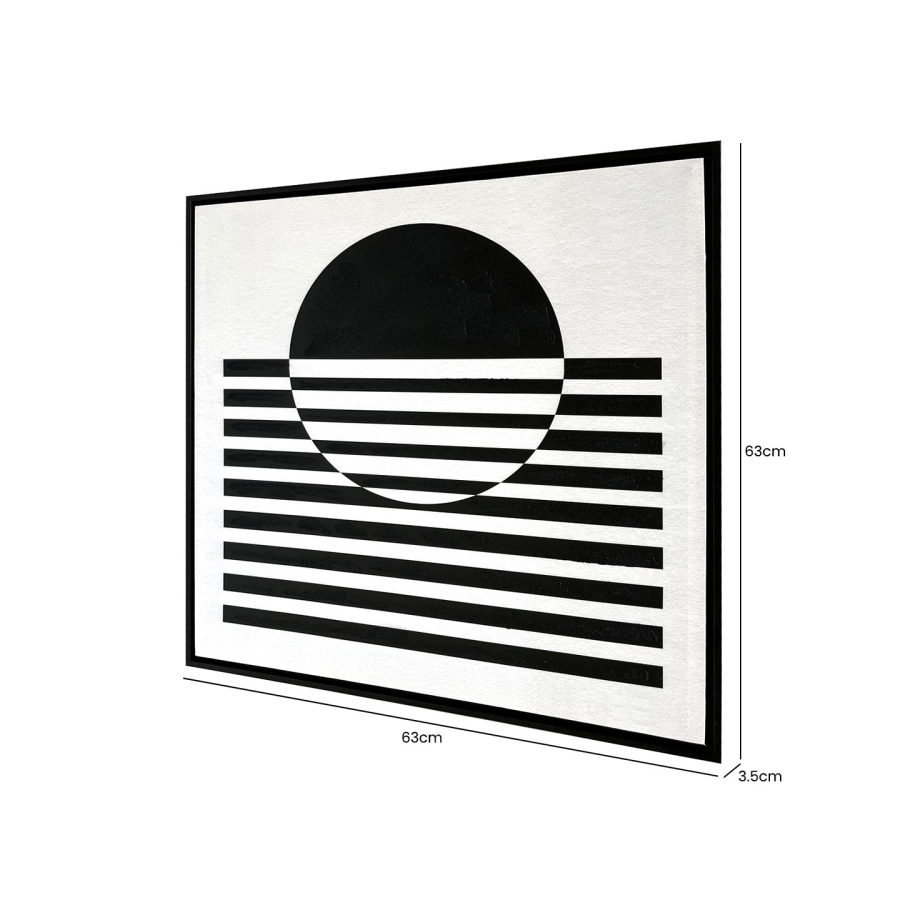 Black & White Lines Abstract Framed Canvas