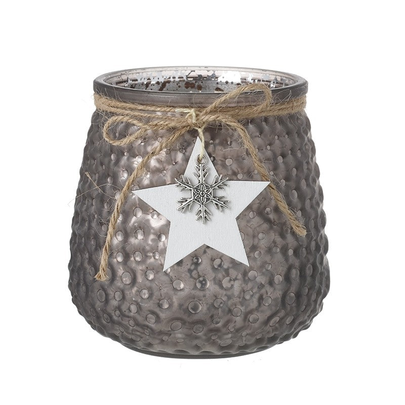 Glass Tealight Holder With White Star