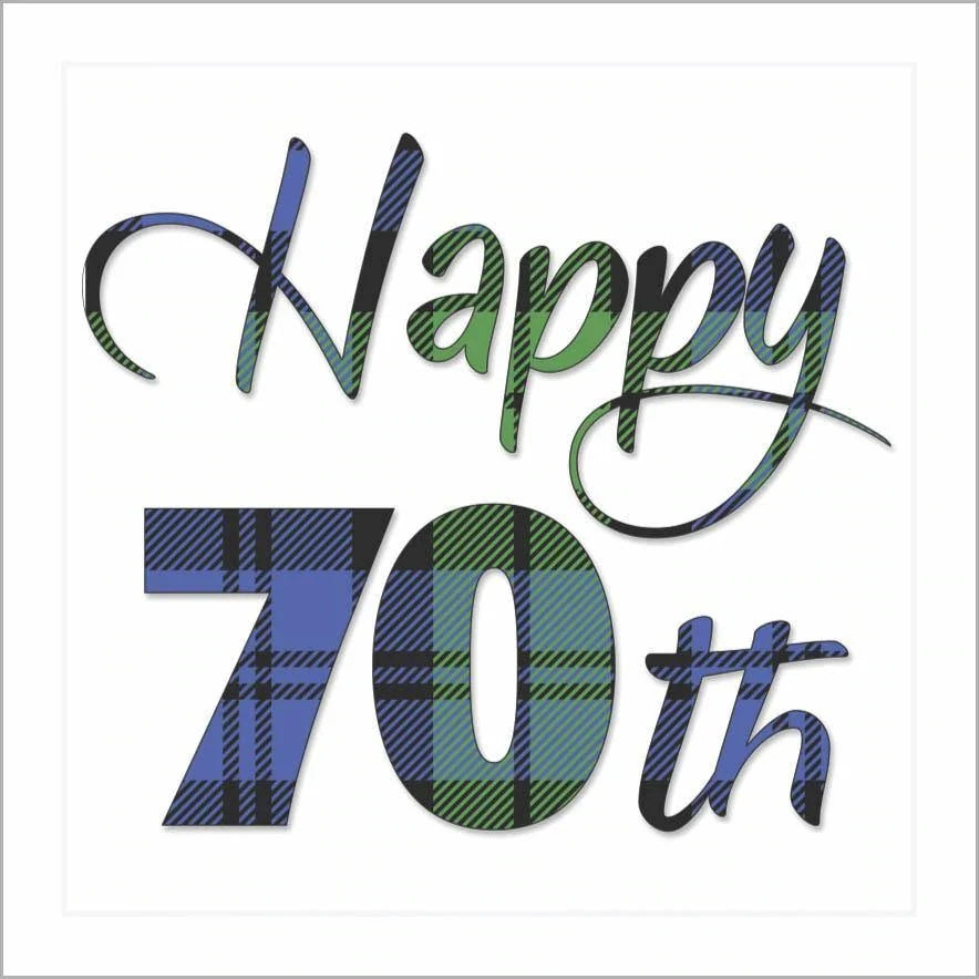 Happy 70th Birthday Black Watch Tartan Card