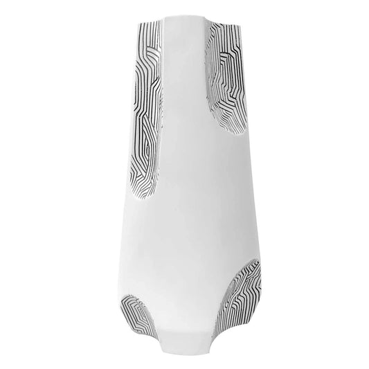 White & Grey Sculptured Vase - Medium