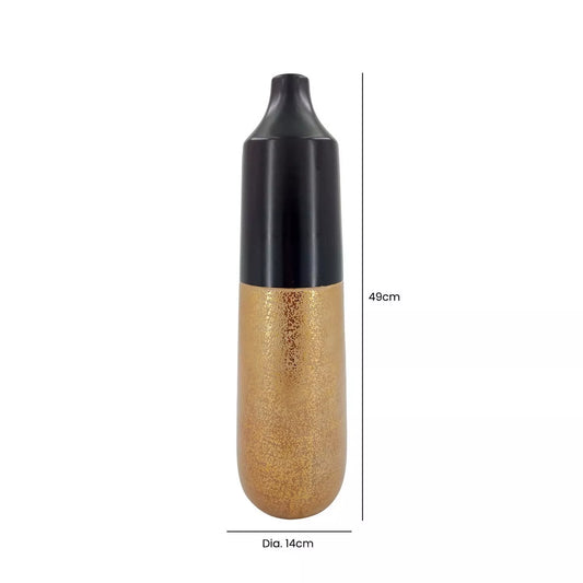 Black & Gold Textured Ceramic Vase (Large)