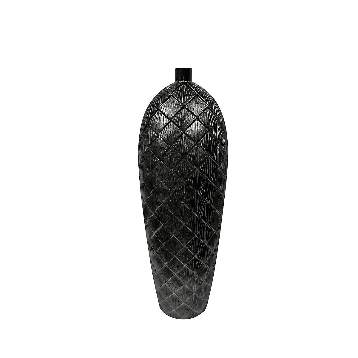 Tall Gunmetal Grey Polyresin Floor Vase, Medium