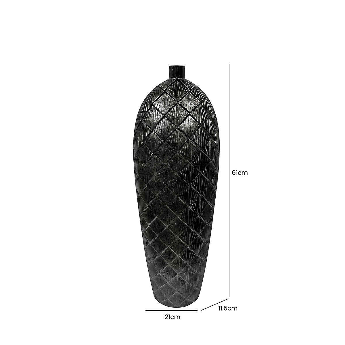 Tall Gunmetal Grey Polyresin Floor Vase, Medium
