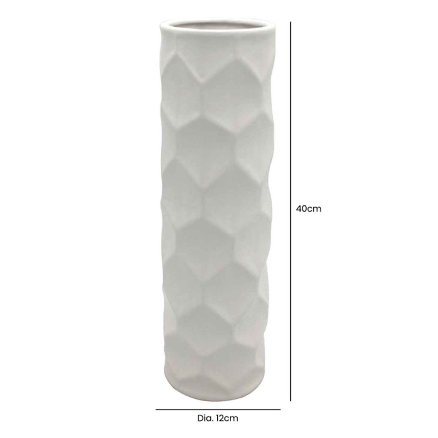 White Matte Hexagon Design Vase