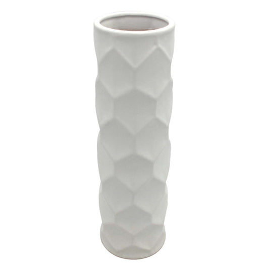 White Matte Hexagon Design Vase