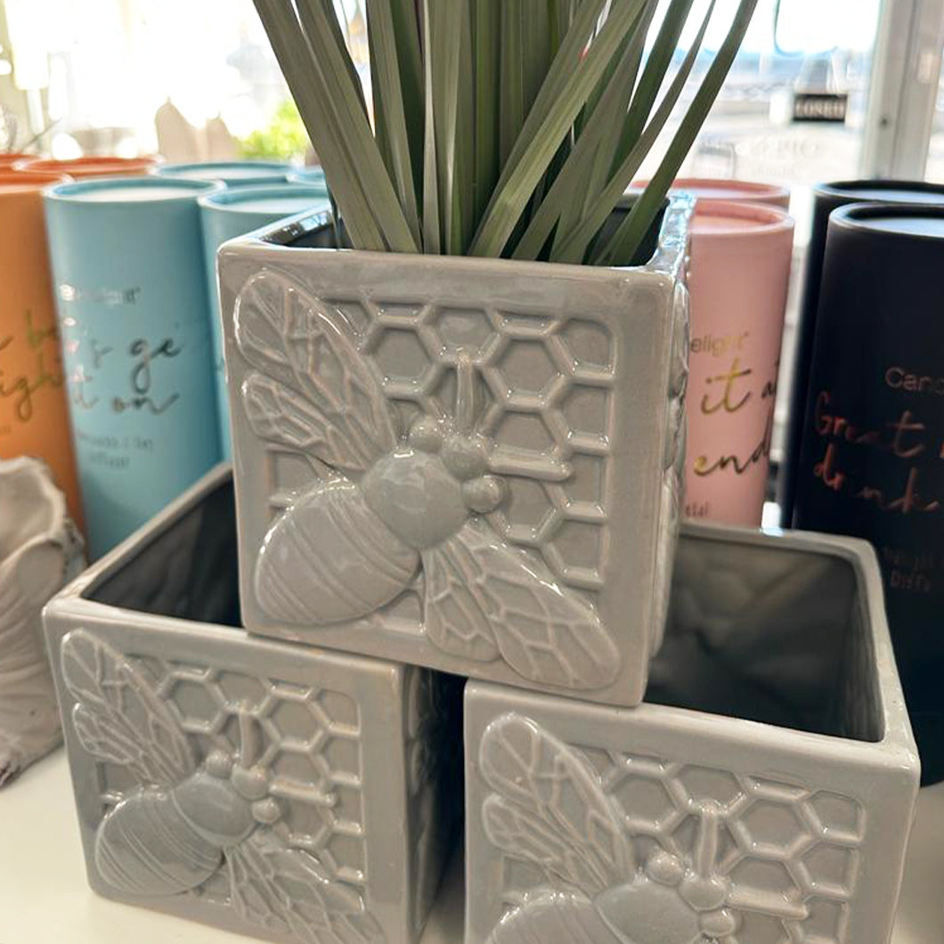 Bee Embossed Square Planter