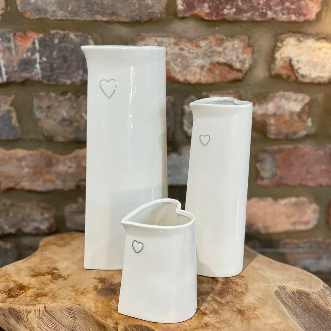 White Heart Ceramic Vase