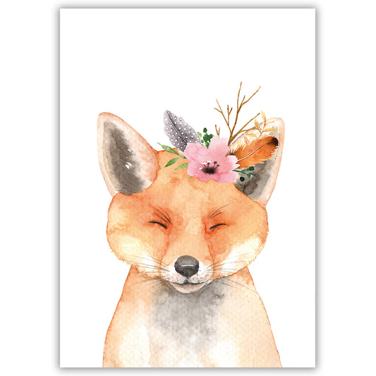 Floral Woodland Fox