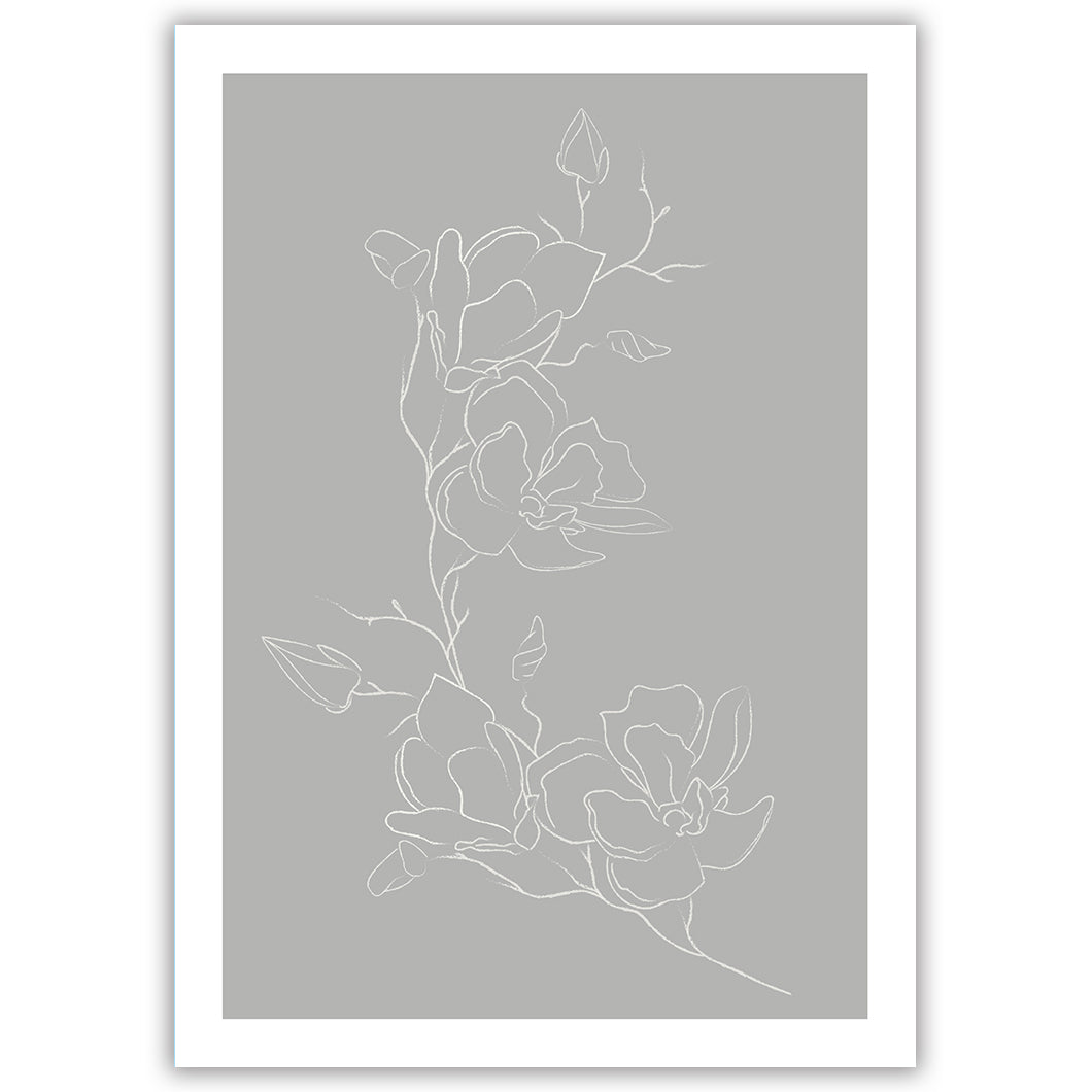 Grey Floral Lines