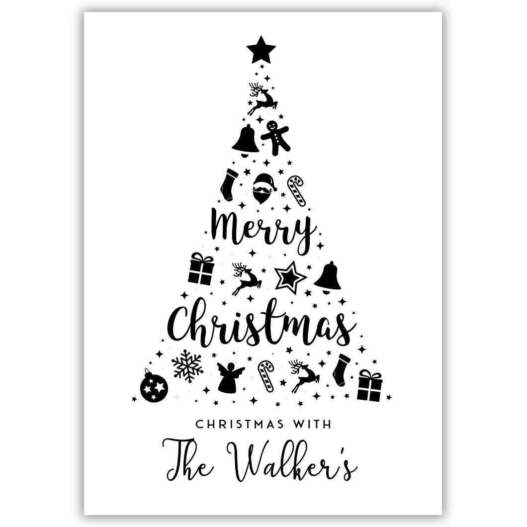 Monochrome Christmas Tree Personalised