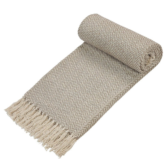Natural Herringbone Throw