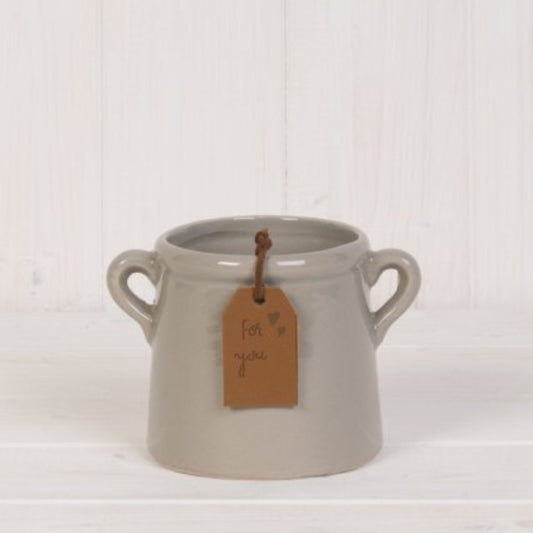 Small Grey Planter with 'For You' Tag