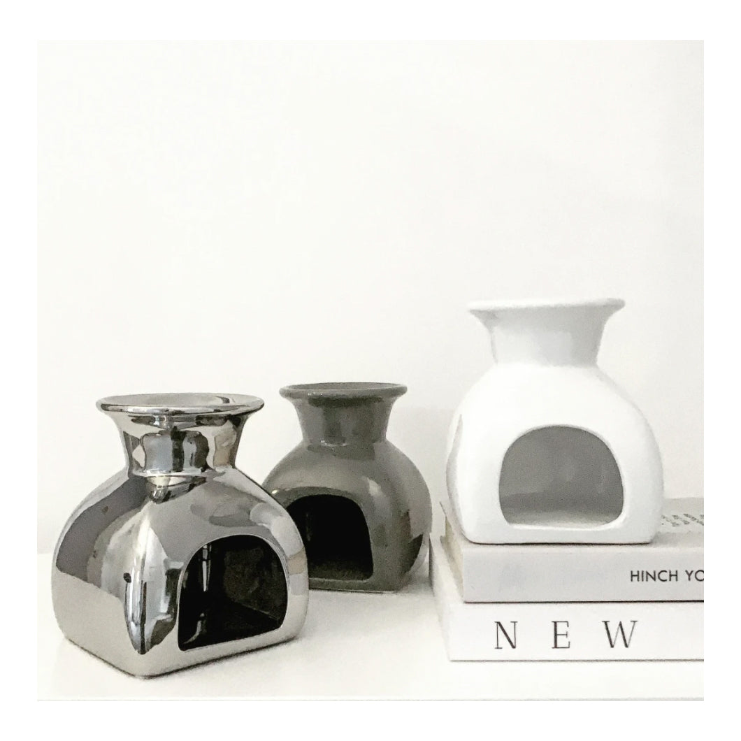 Mia Ceramic Wax Burner - White, Grey or Silver