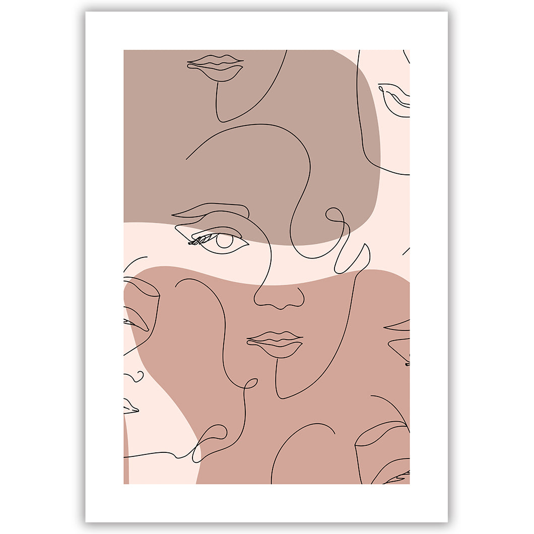 Abstract Face Lines - Neutral Pinks