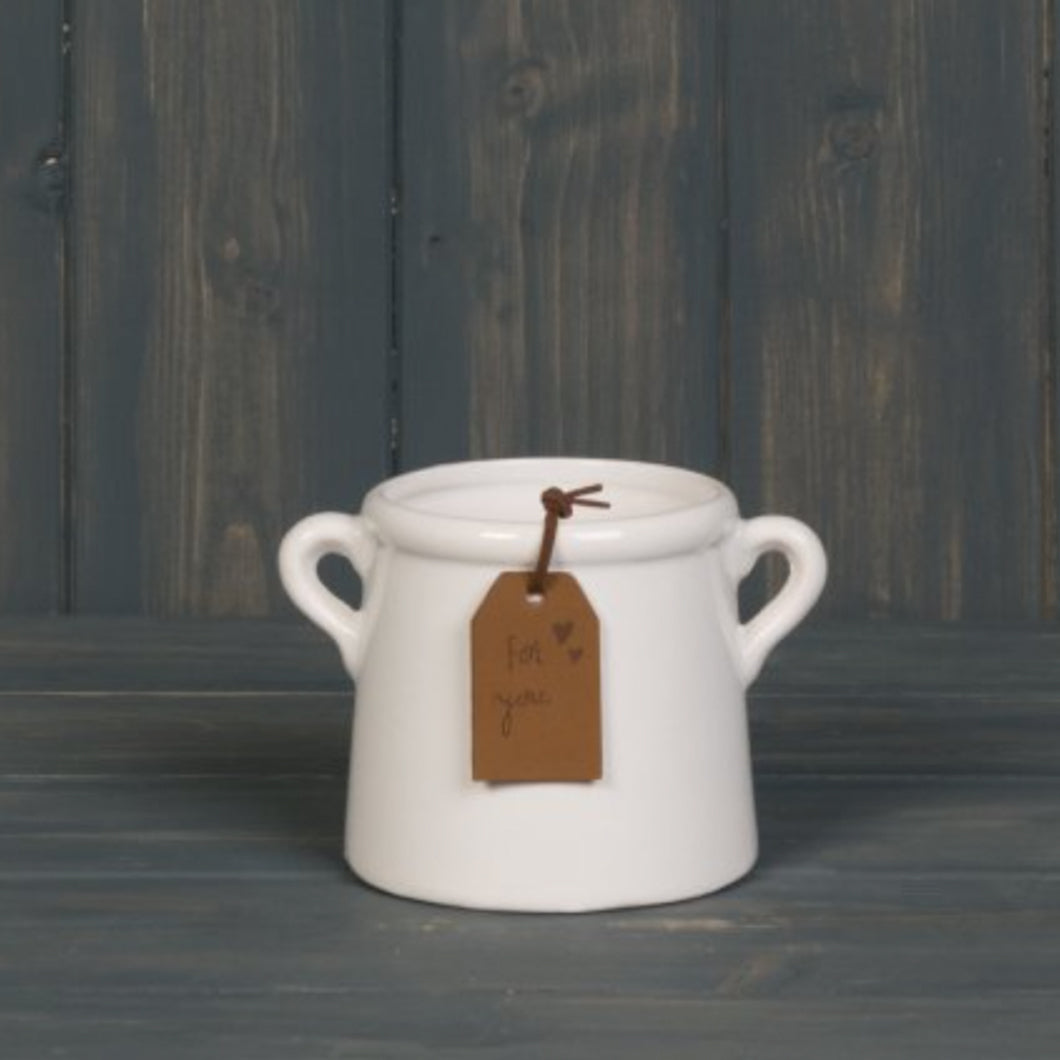 Small White Planter with 'For You' Tag