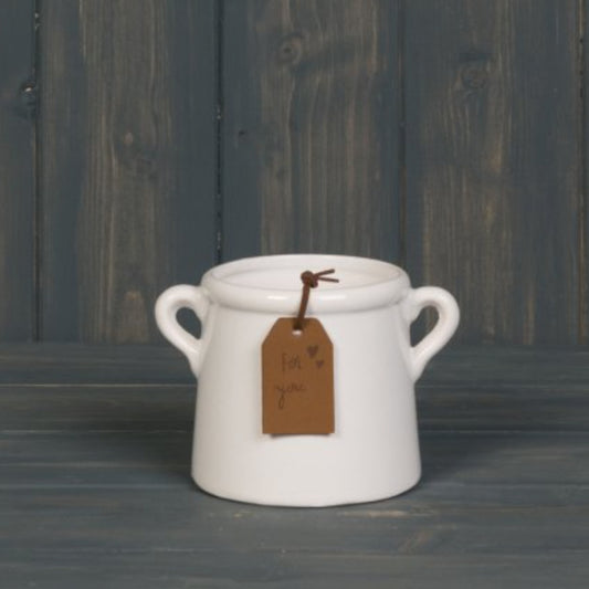 Small White Planter with 'For You' Tag