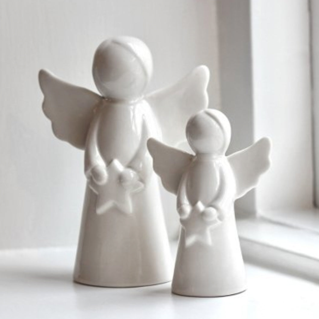 White Glaze Ceramic Angel, Small
