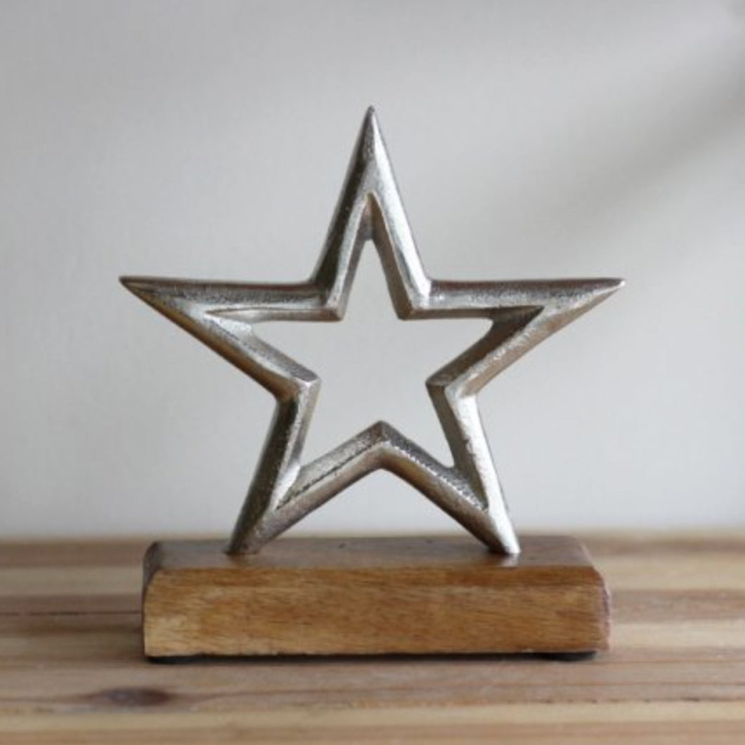 Metal Star on Wooden Base