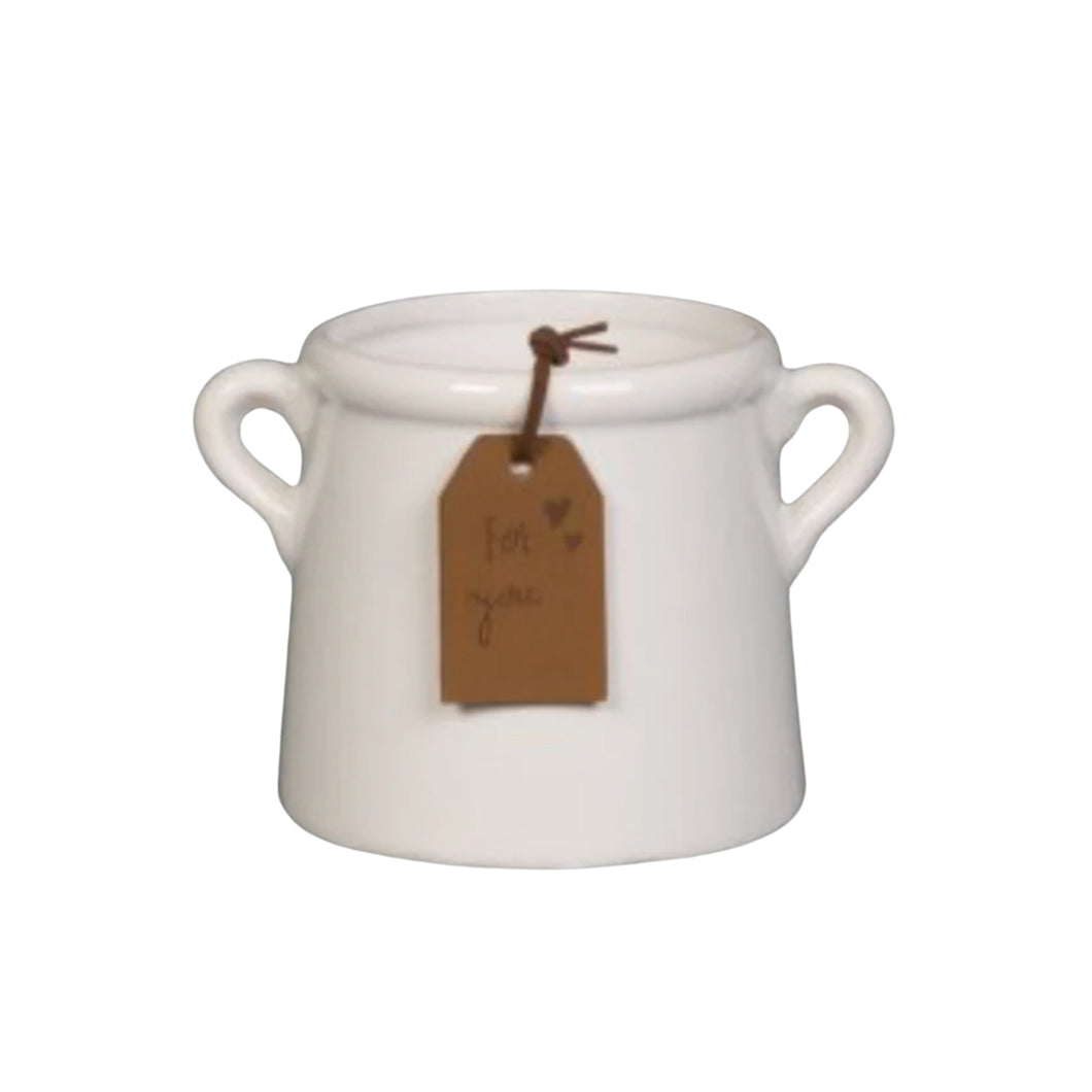 Small White Planter with 'For You' Tag