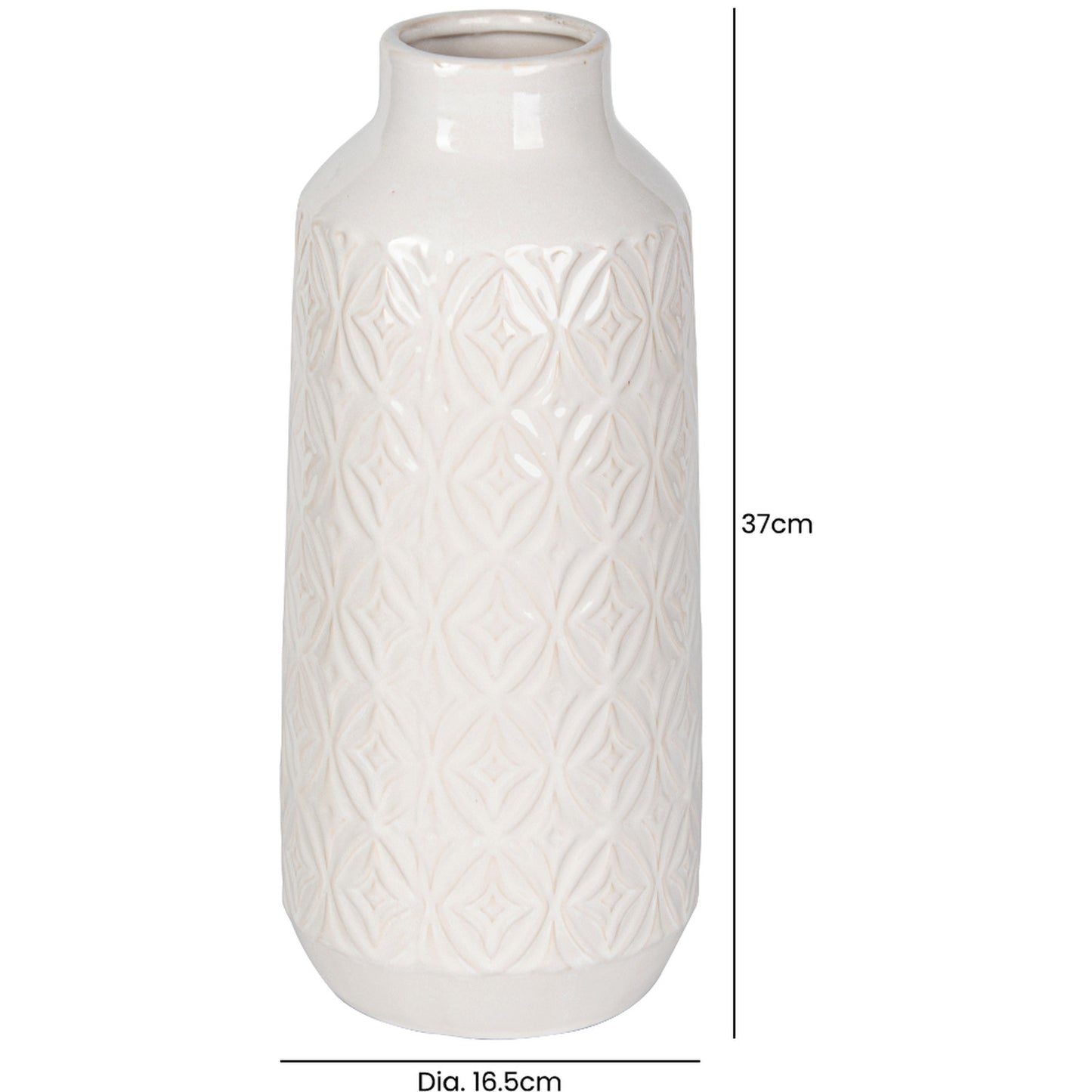 Embossed Ceramic Vase with Geometric Pattern | Large