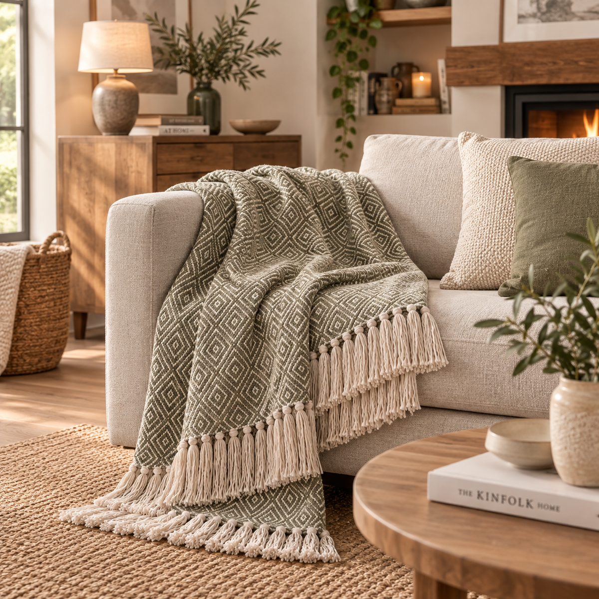 Sage Green Diamond Throw