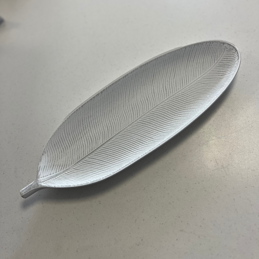 White Textured Feather Wooden Dish