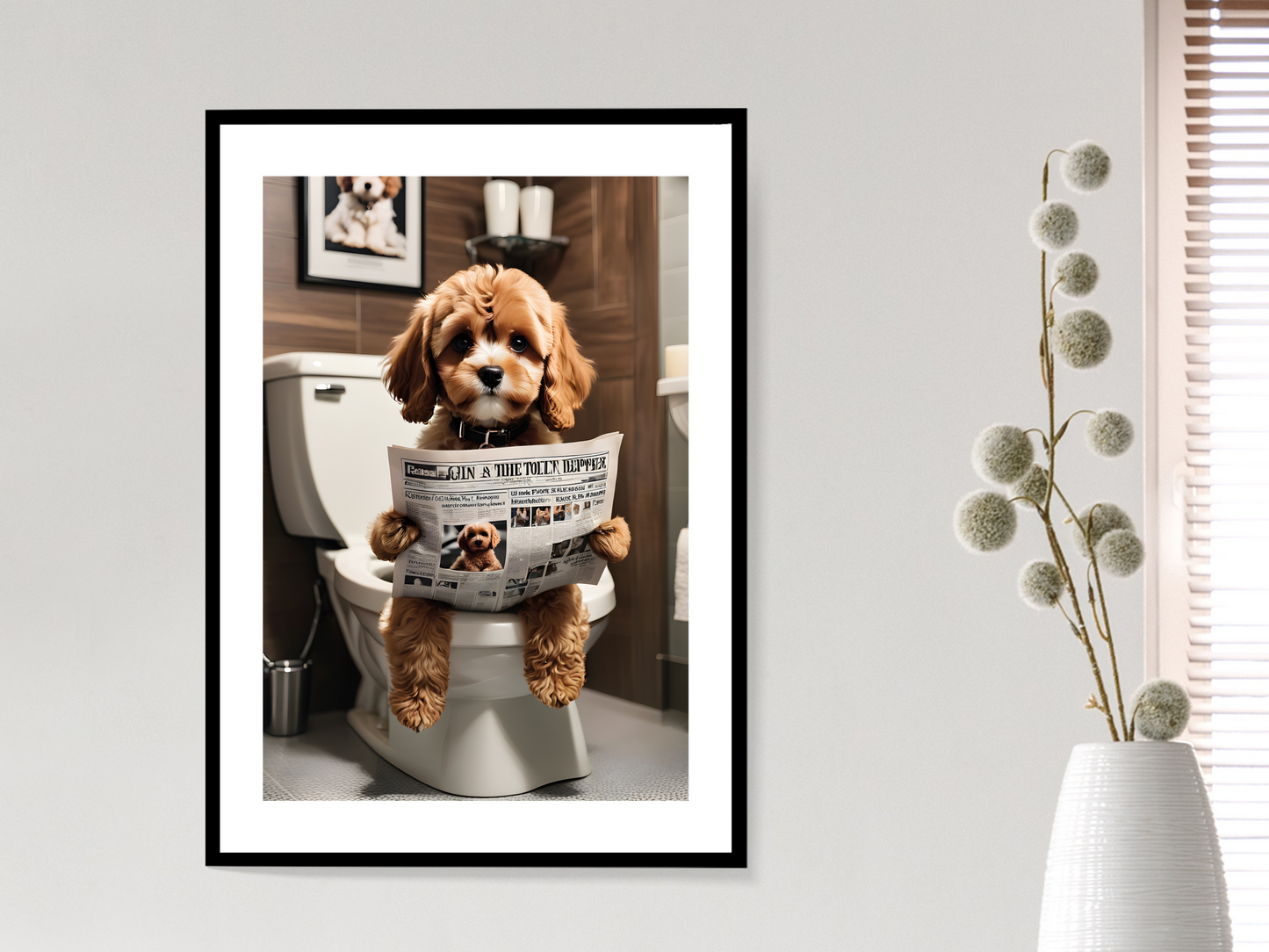 Cavapoo on Toilet