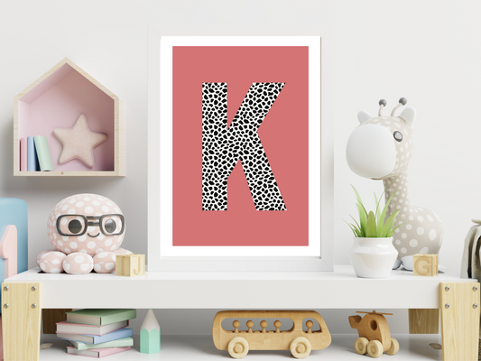 Deep Coral Initial Personalised Print