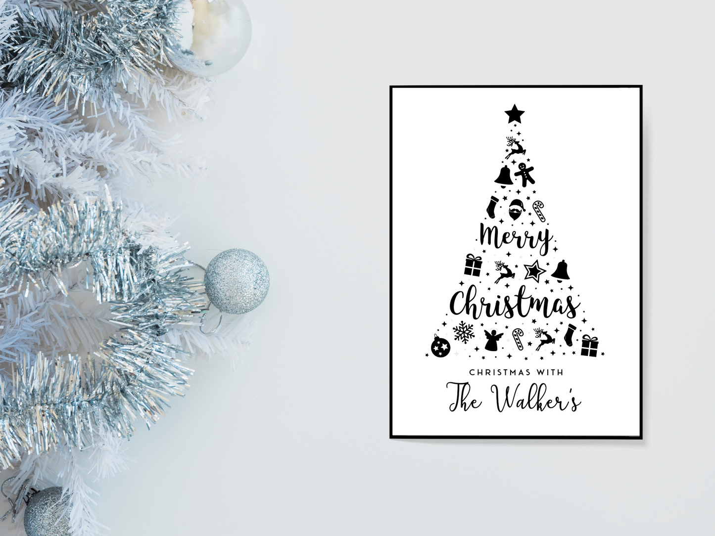 Monochrome Christmas Tree Personalised