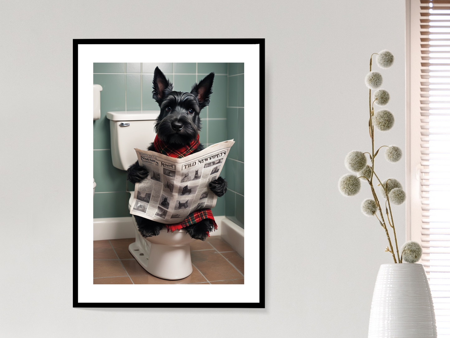 Scottie Dog on Toilet