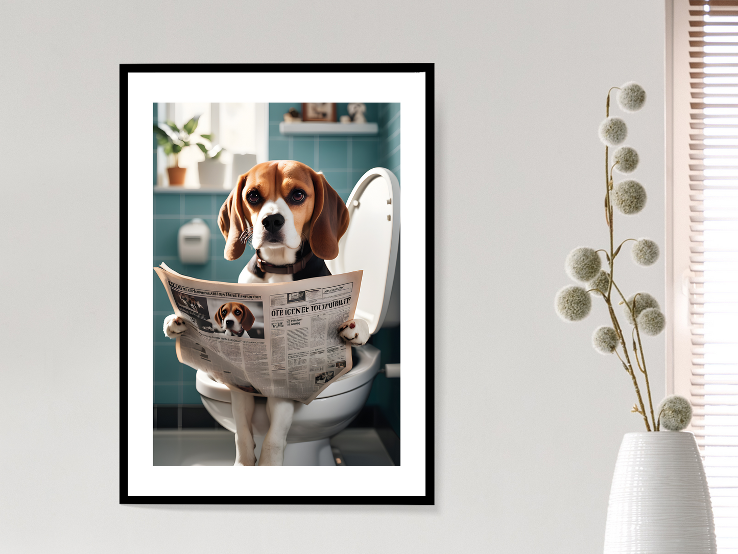 Beagle on Toilet