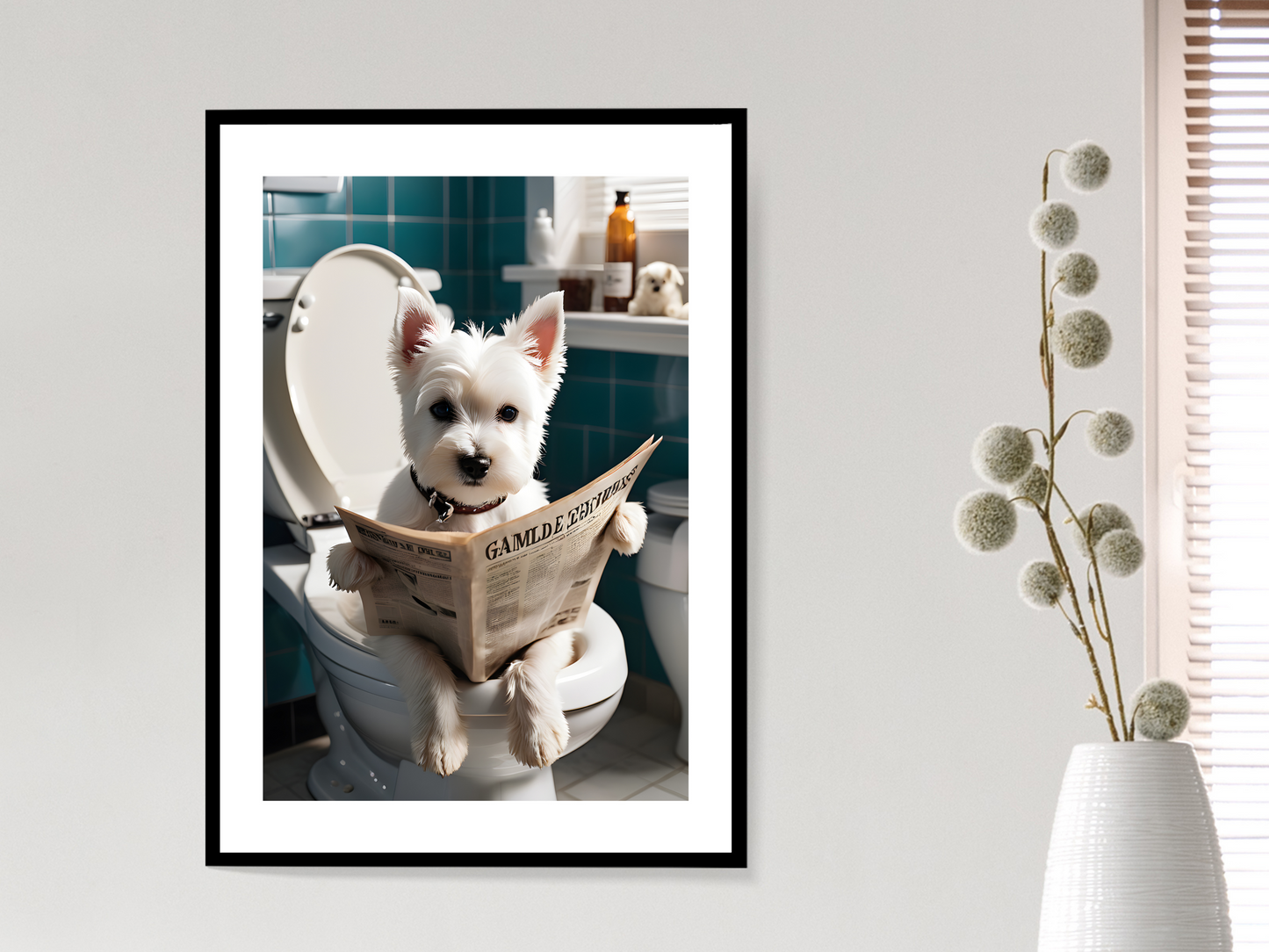 Cute Westie on Toilet