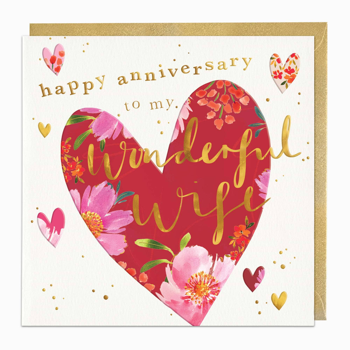 Floral Heart Wife Anniversary Card