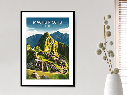 Machu Picchu Peru Travel Poster | Vintage Wall Print