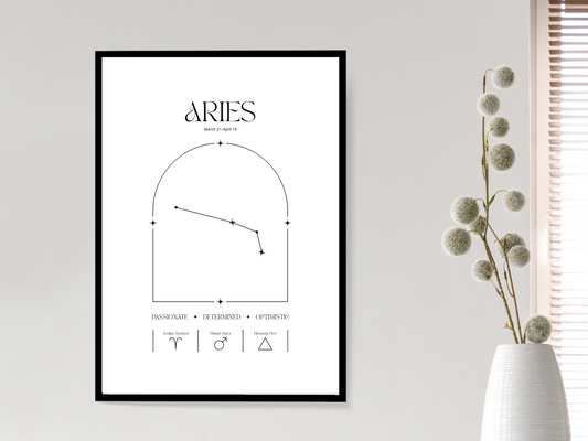 Aries Zodiac Print | Minimalist Astrology Poster