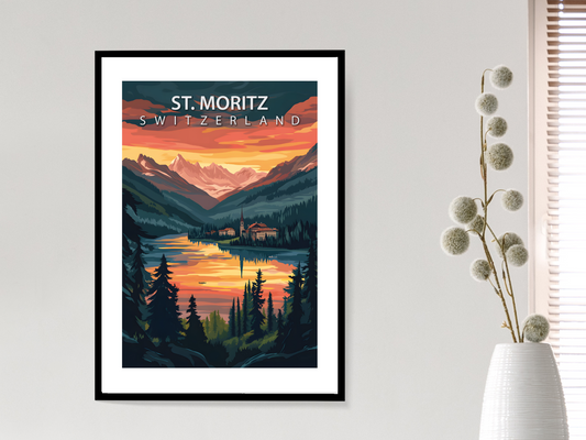 St Moritz Travel Poster | Vintage Wall Print