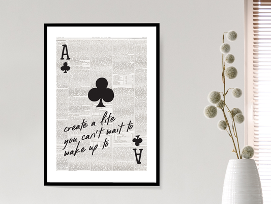 Create A Life Newspaper Poster Print | Funny Motivational Wall Art