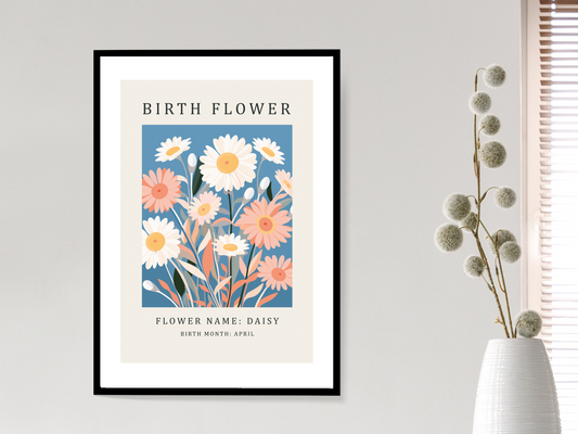 Birth Flower Print April Daisy | Birthday Month Poster