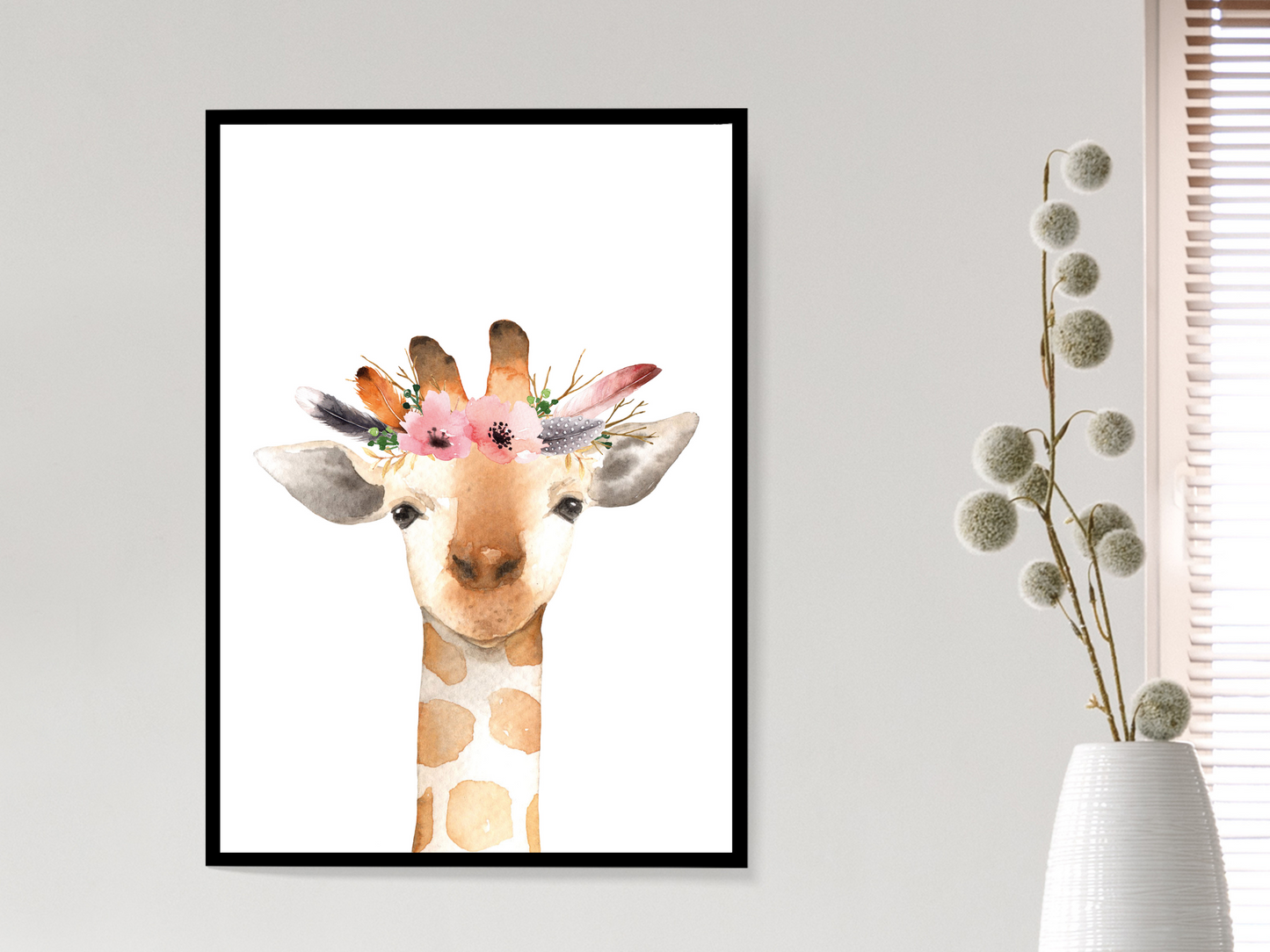 Floral Woodland Giraffe