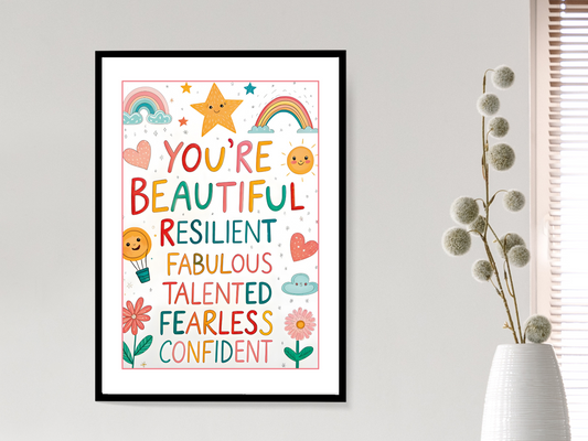 You’re Beautiful Kids Print | Positive Quote Poster