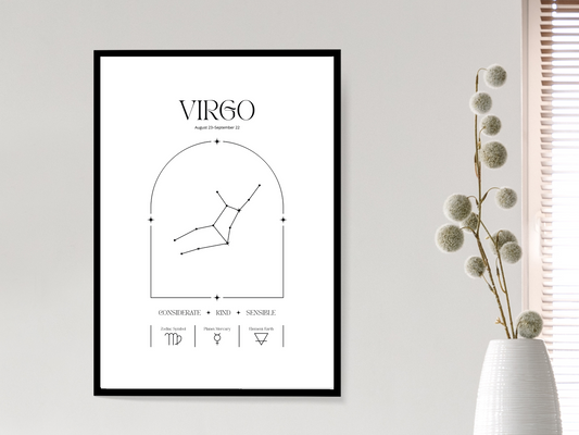 Virgo Zodiac Print | Minimalist Astrology Poster