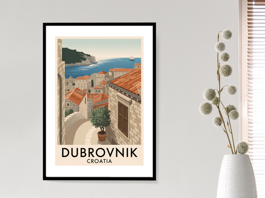 Dubrovnik Croatia Travel Poster | Vintage City Print