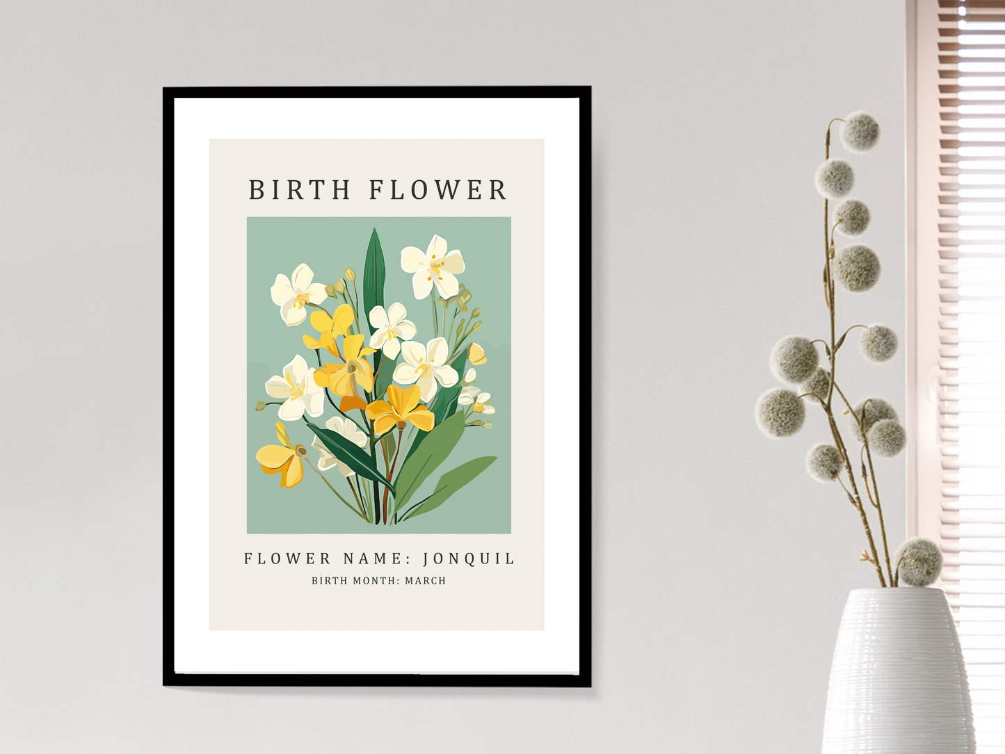Birth Flower Print March Jonquil | Birthday Month Poster