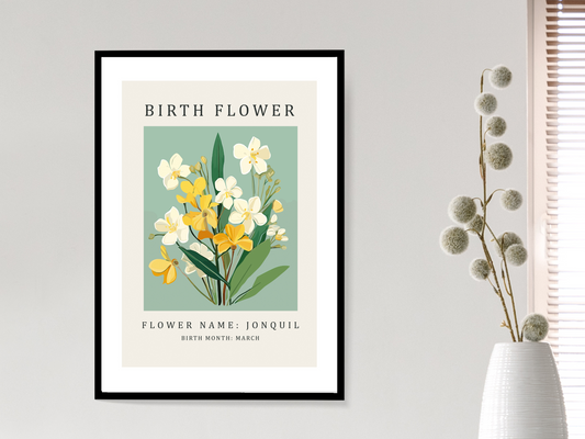 Birth Flower Print March Jonquil | Birthday Month Poster