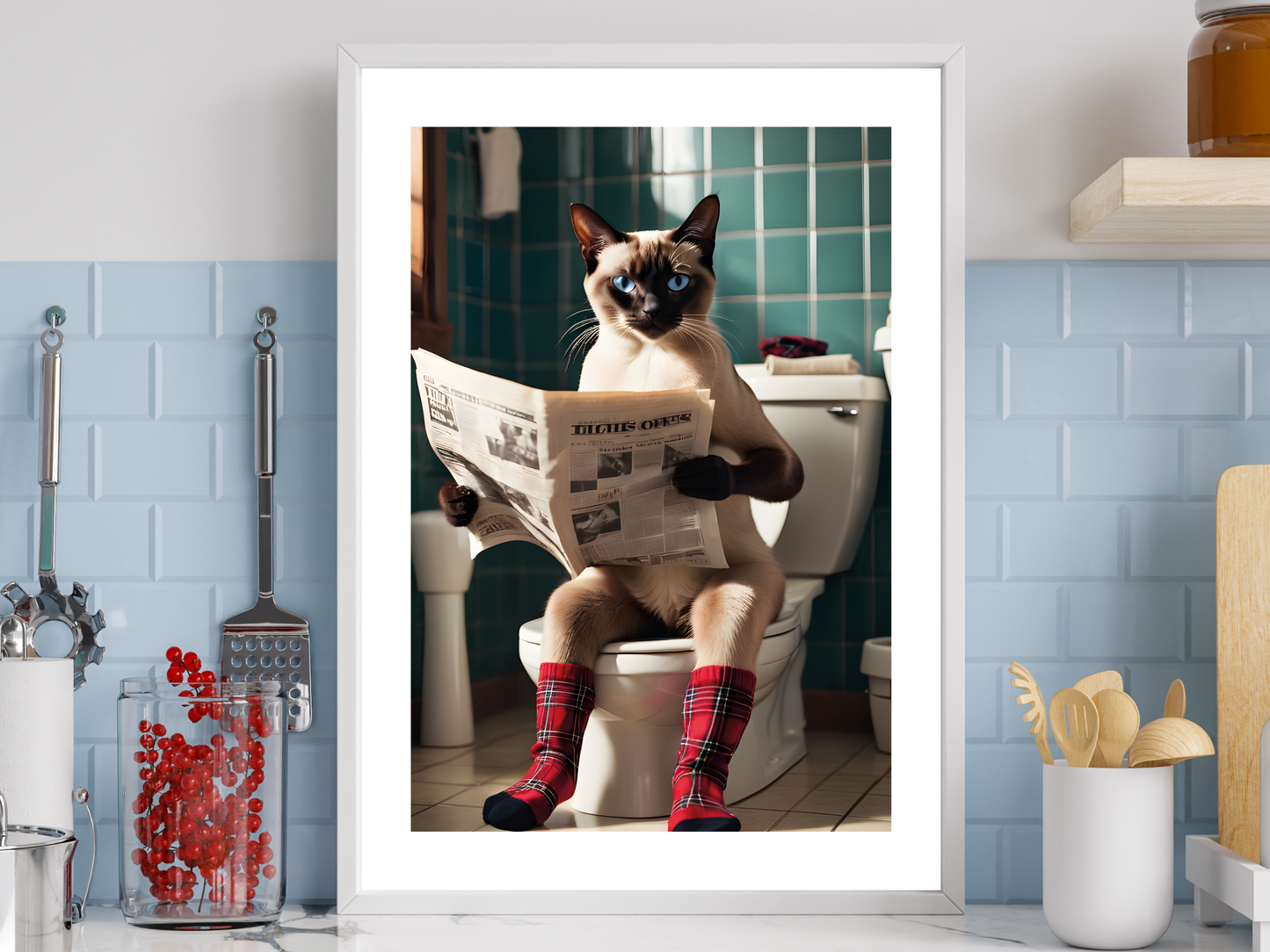 Siamese Cat on Toilet